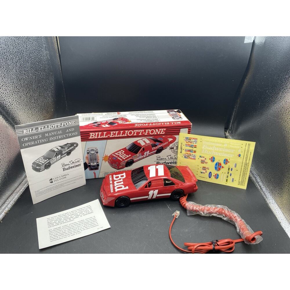 Vintage NASCAR Bill Elliott #11 Budweiser Corded Telephone Columbia Tel-Com